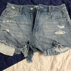 Charlotte Russe Light Blue Distressed Jean Shorts